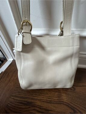 COACH 4157 VTG Beige Leather Waverly Soho Bucket Tote Shoulder Hand Bag Purse